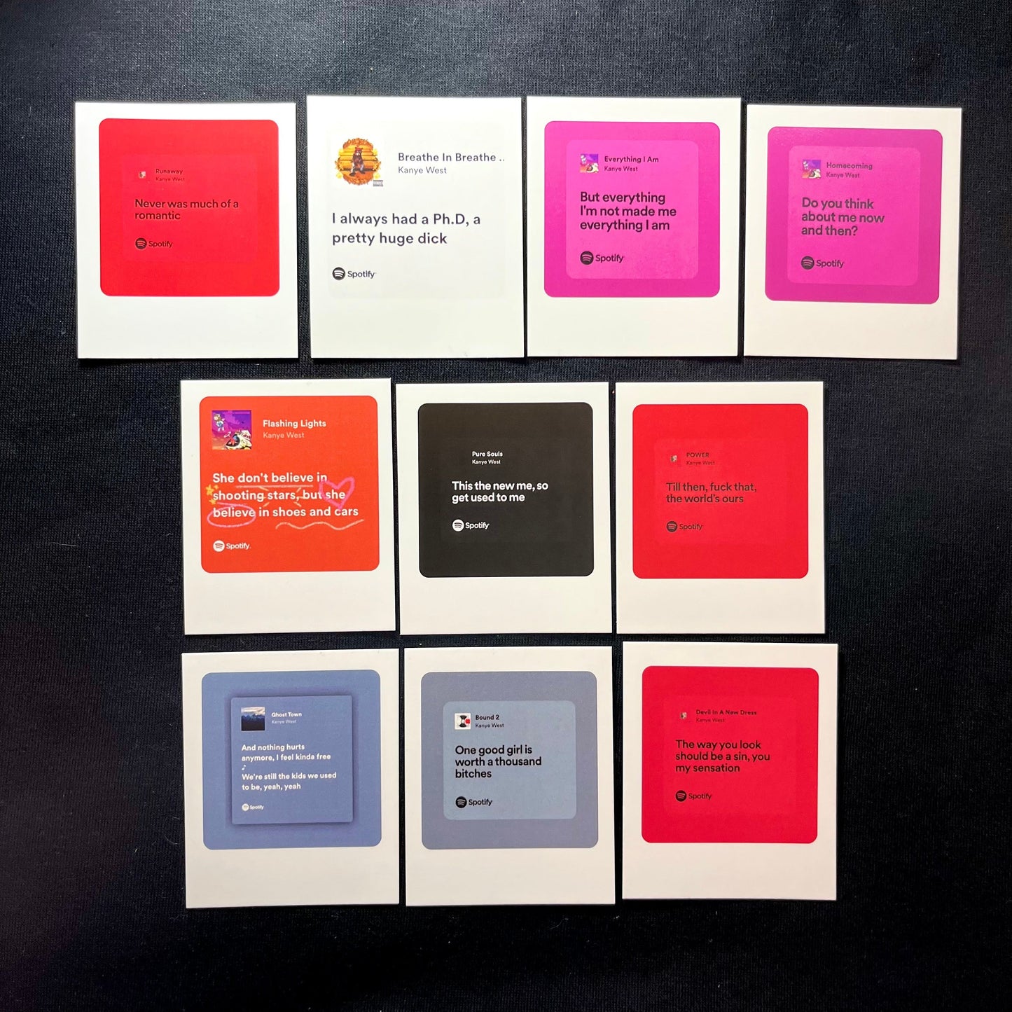 Kanye West Lyrics Polarides set