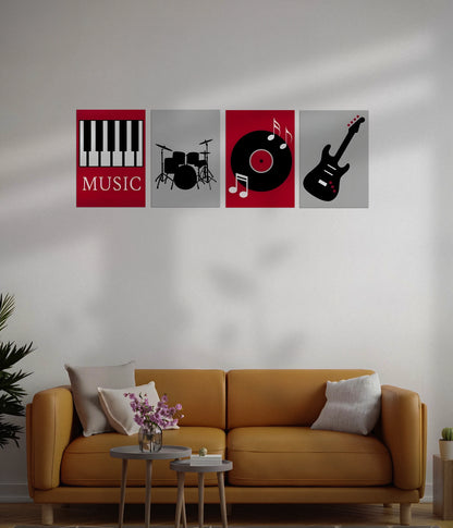 4 Piece Music Posters Set