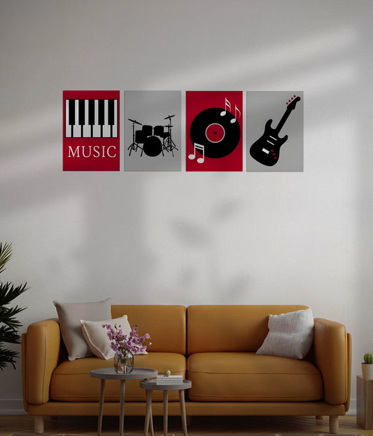 4 Piece Music Posters Set